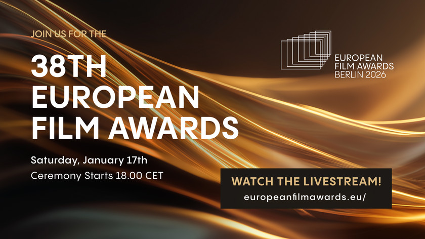 Illustrasjon. Illustrasjon. Join us for the 38th European Film Awards. Saturday, January 17th 18.00 Ceremony. europeanflmawards.eu Watch the livestream! European Film Awards logo.